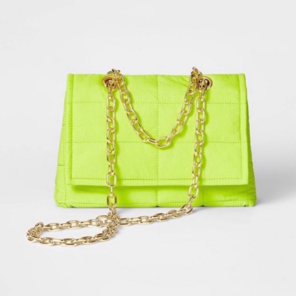 Gabriella Karefa-Johnson Future Collective Lime Green Bag with Gold Chain, NWT